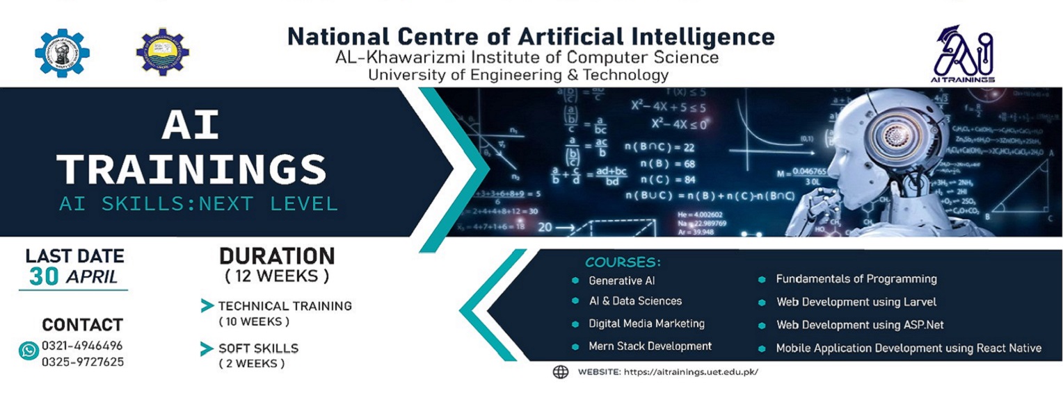 Unleash Your Future With Artificial Intelligence Trainings, KICS, UET, Lahore