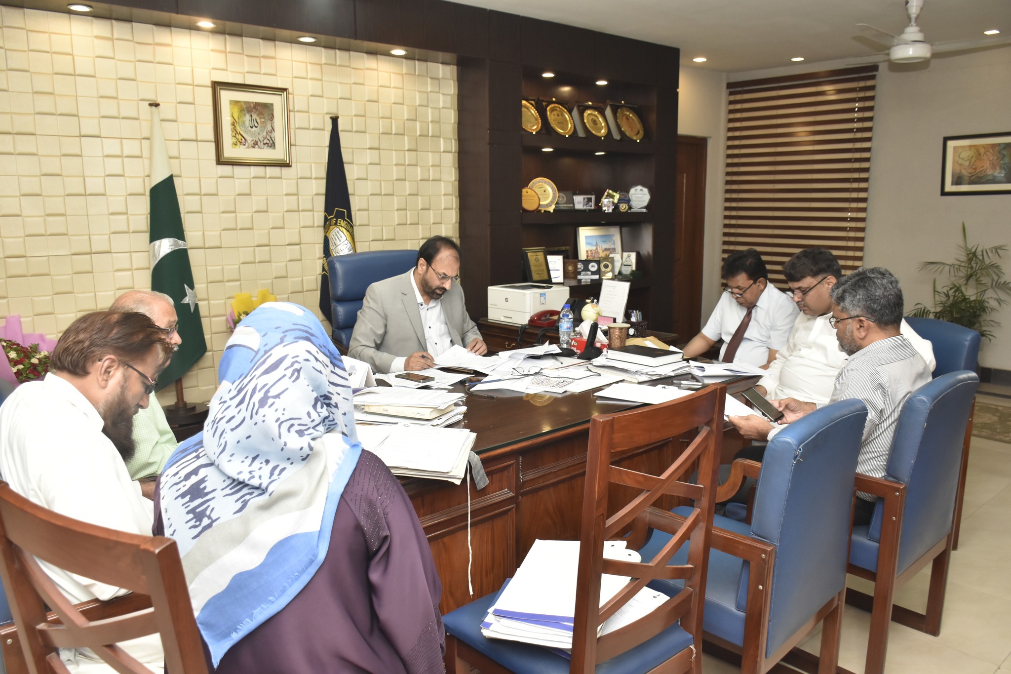 Vice Chancellor UET Prof. Dr. Shahid Munir (TI) is in a meeting regarding Benevolent Fund.
